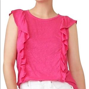 J. Crew Women’s Size Small Knit Goods Pink 100% Linen  Ruffled Tank Top